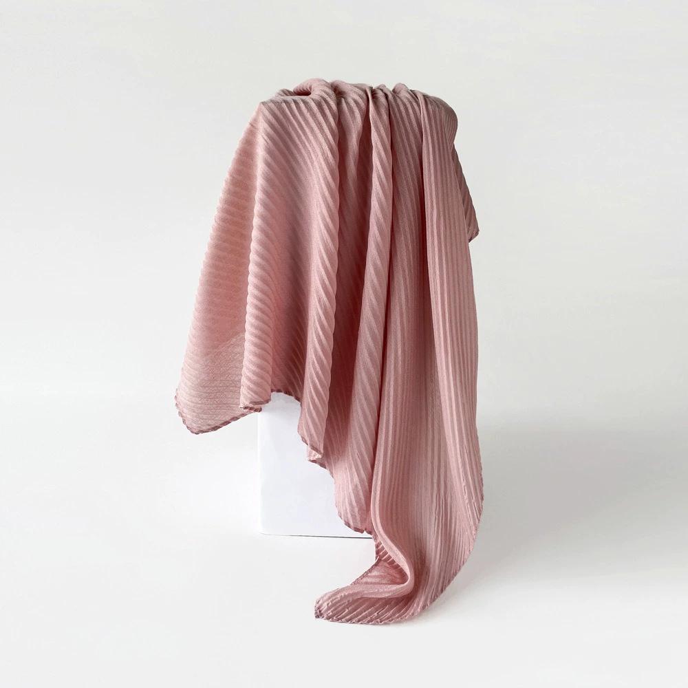 90*90cm Pleated Cotton Linen Square Scarf For Women Muslim Hijab Scarves Shawls Solid Headscarf Wraps Islamic Turban Headband