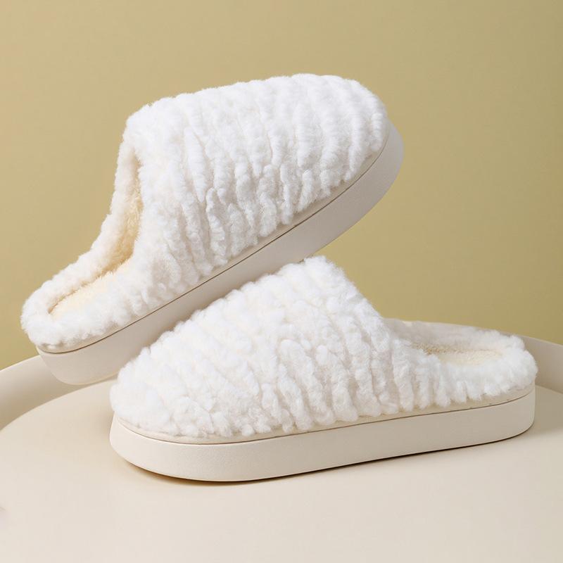 New Cross Plush Cotton Slippers Women's Autumn and Winter Non-slip Indoor Home Thick Bottom Warm Cotton Drag Men's