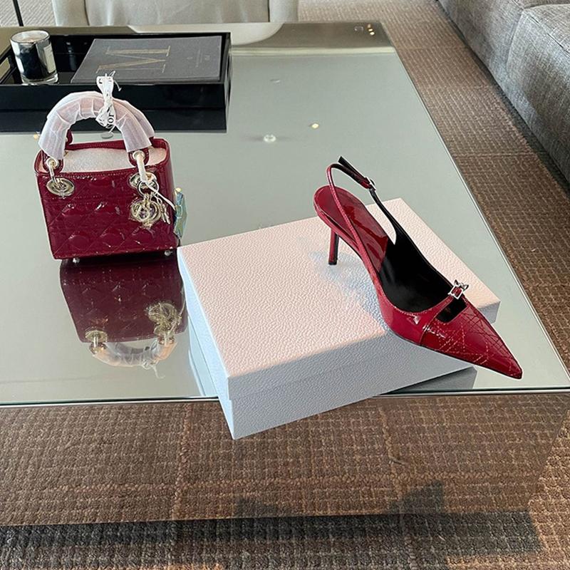 Fashion New Style Women's Embroidered One Word Belt Buckle Pumps Pointed Toe Shallow Ankle Strap Women Pumps Latest Fashion Dress Pumps