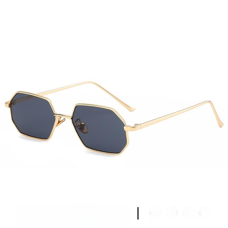 

Geometric Metal Sunglasses With Colorful Ocean Lenses For Outdoor And Party Use GoldFrameGray