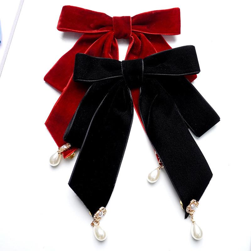 Velvet Bow Tie With Pearl Accents For Adults Suitable For Formal Events 2024 Autumn