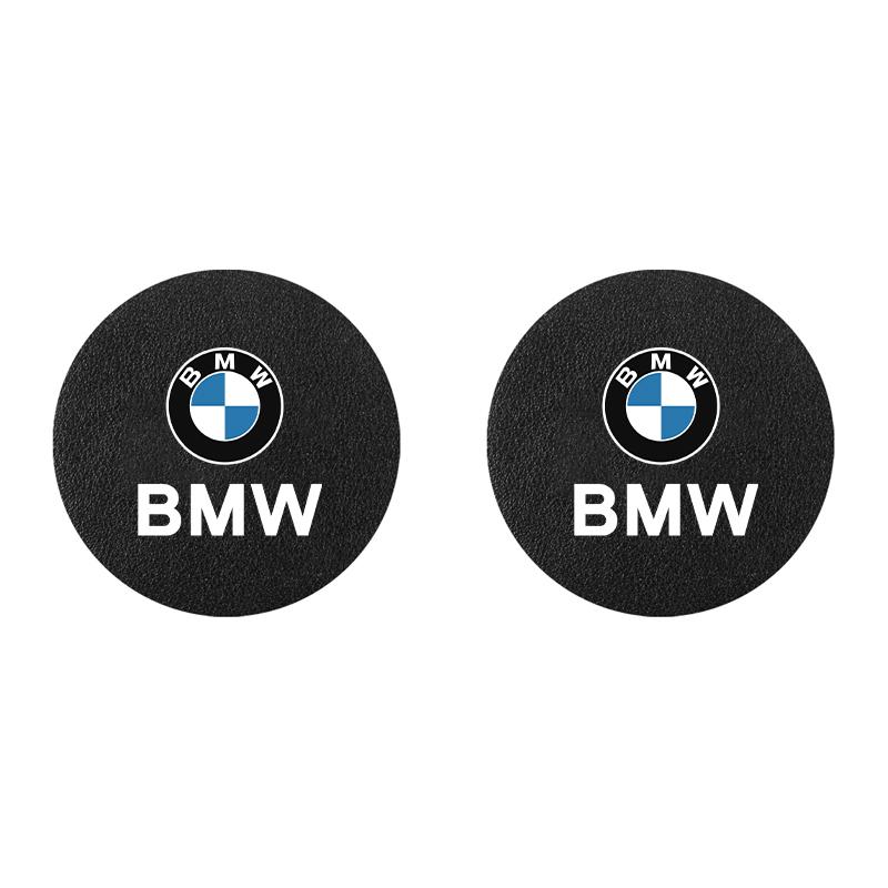 2Pcs Auto PU Leather Cup Holder Mat Anti-Slip Noise Dampening Pad Accessories Stickers For BMW G80 G06 G07 G42 G14 G15 G16 F82 M