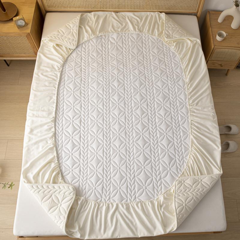 Wasserdichtes Spannbettlaken mit elastischem, dickem, gestepptem Matratzenbezug, einfarbig, Matratzenschoner für Queensize-Betten(Kein Kissenbezug)