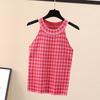 Summer Net Red New Strawberry Thousand Bird Grid Female Summer Sexy Cute Short Halter Vest Harness