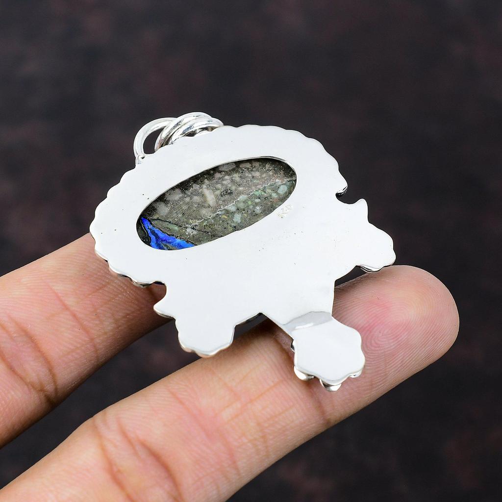 Azurit Malakit Hänge 925 Sterling Silver Hänge Trollslända Hänge Silver Smycken Ädelsten Handgjort Hänge Gåva Till Honom Fina Smycken