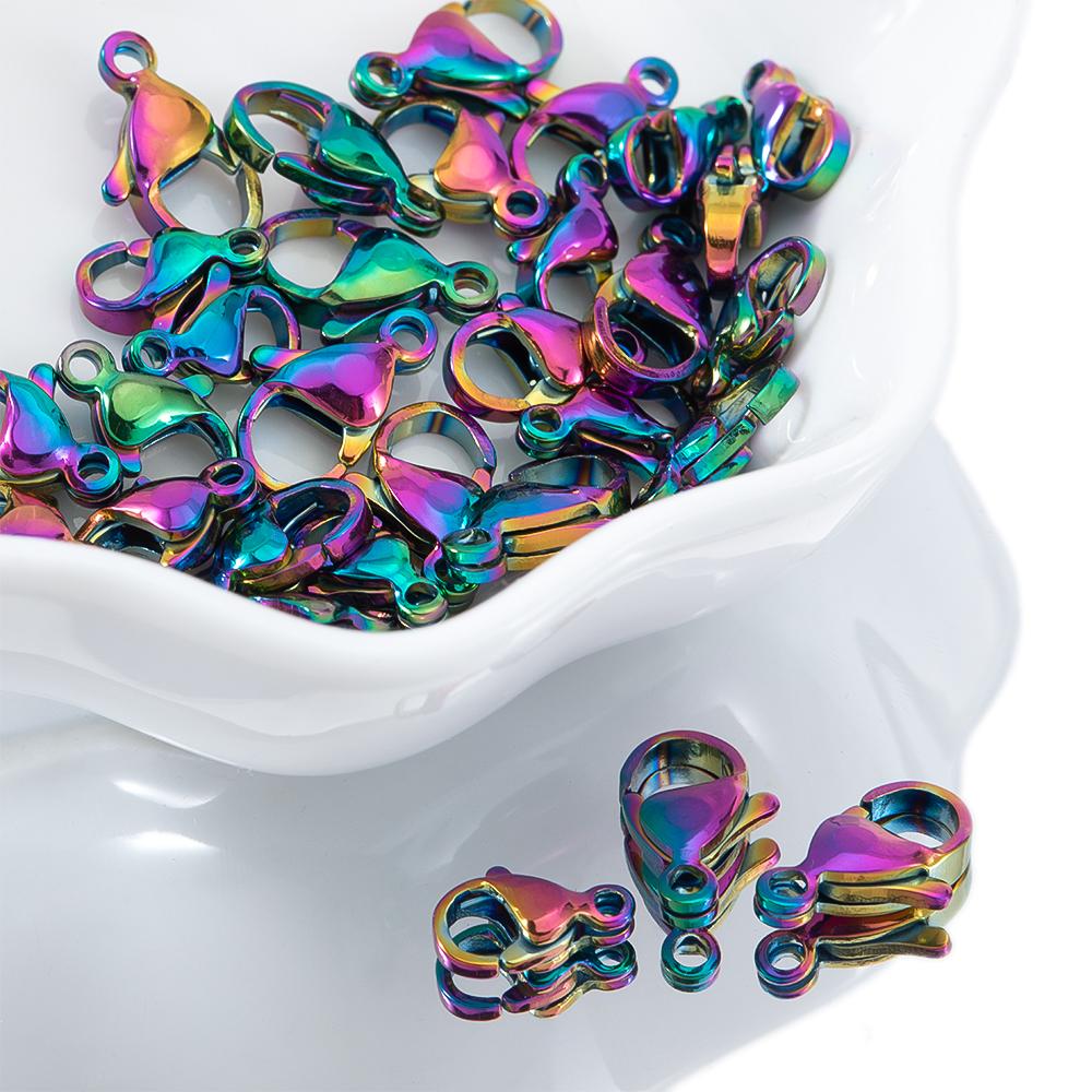 20Pcs 9mm 10mm 12mm Multi Color Lobster Clasps Stainless Steel Claw Chain Connectors for Bracelets Necklace DIY Jewelry Findings