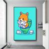 Cute Cartoon Animals In The Toilet Funny Prints Posters Canvas Painting Modern Wall Art Pictures Bathroom Living Room Home Decor
