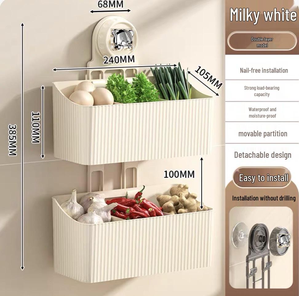 Punch-Free Wall-Mounted Garlic & Onion Storage Basket