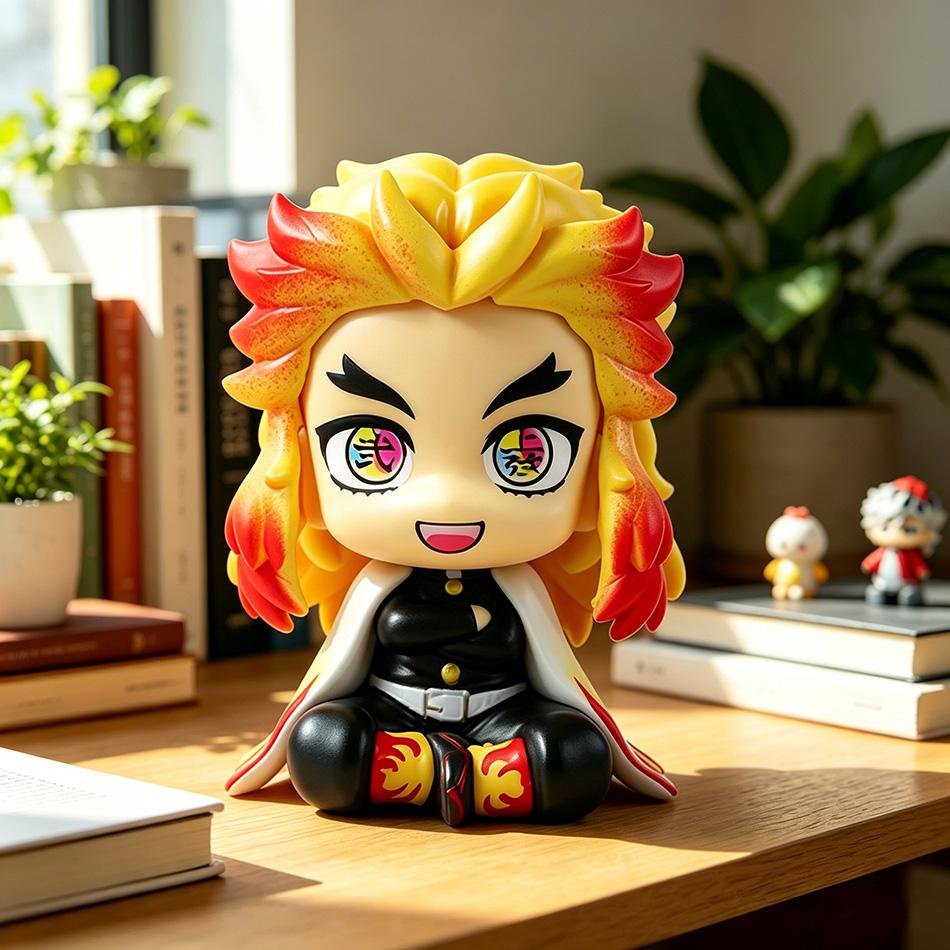 10Cm Anime Merch Tanjirou Doma Sanemi Rengoku Obanai Q Version Pvc Collectible Model Toy For Kids Adults Gifts