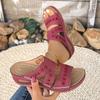 Fashion Women Wedge Sandals Orthopedic Open Toe Sandals Vintage Anti-Slip Leather Casual Female Platform Retro Shoes New Slides Women
