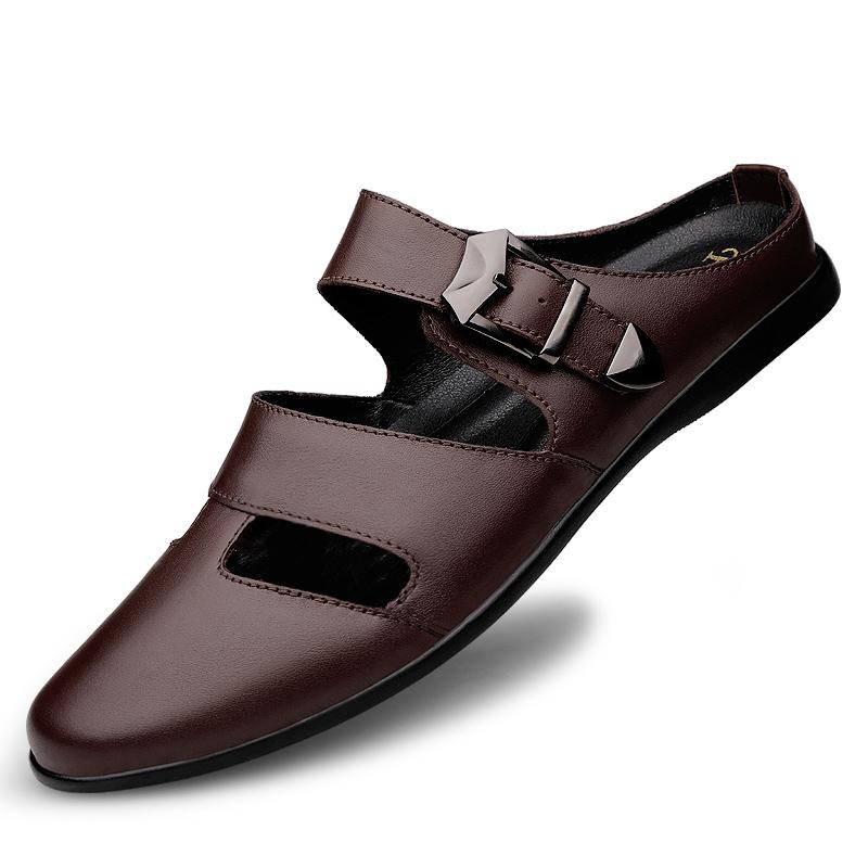 Fashion Summer Men's Leather Shoes Comfortable and Breathable Quality Style Black Brown Outdoor Fashion Street Daily Adult Shoes