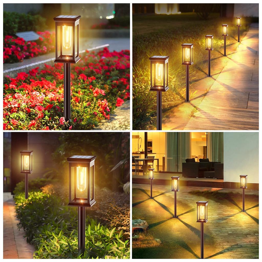 Set of 6 Solar Street Lights, IP65 Waterproof, Solar Landscape Lights for Outdoor Decoration, Solar Garden Lights with Auto OnOff Function, Ideal for