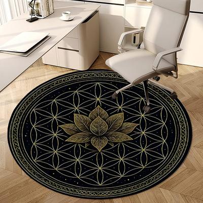 1pc Office Carpet Chair Mats Sacred Geometry Lotus Mandala Perfect for Decorating Office Chairs, Living Rooms, Or Bedrooms