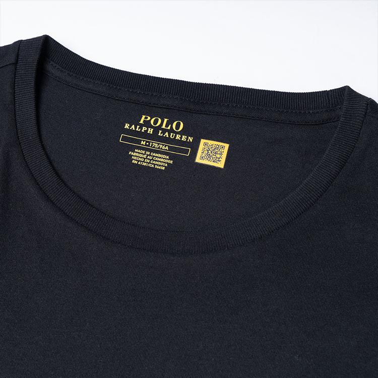 Polo Ralph Lauren FW22 Ensfarget Rund hals Langermet T-skjorte Herre Topper Svart 710627433-027