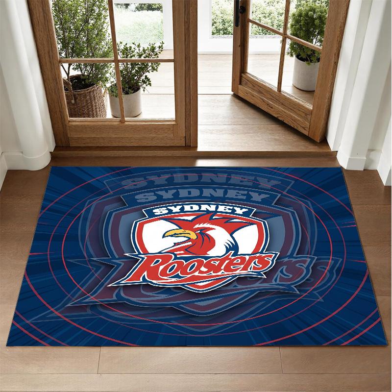 Sydney Roosters Design Crystal Velvet Rug Soft Decorative Mat for Bedroom Entrance
