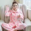 Women's Coral Fleece Pajamas: Warm, Thick Cardigan Lapel Homewear Set for Autumn and Winter