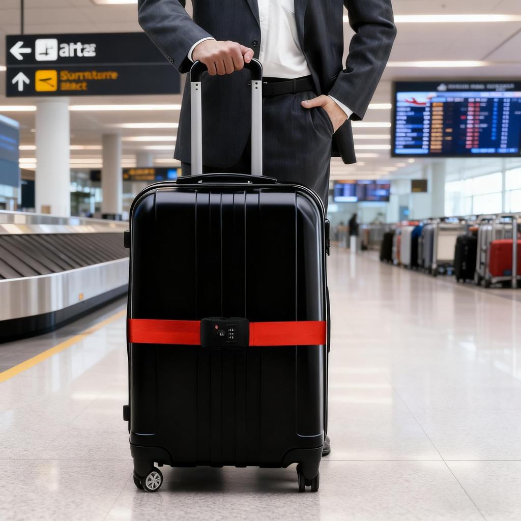 High-quality, convenient travel accessory: TSA-locked suitcase strap - marker for your suitcase at the airport, anti-theft, and baggage burst preventi