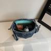 Vintage Denim Schultertasche Damen Kordelzug Bucket Bag Pendler Crossbody Bag