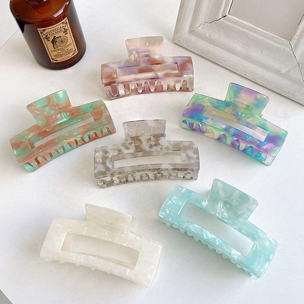 French Style Acetic Acid Hair Clip Colorful Shark Clip Rectangular Hollow Hair Claw Female