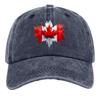 Canada Maple Leaf Grunge Baseball Cap Distressed Denim Washed Adjustable Outdoor Casual Hat Unisex