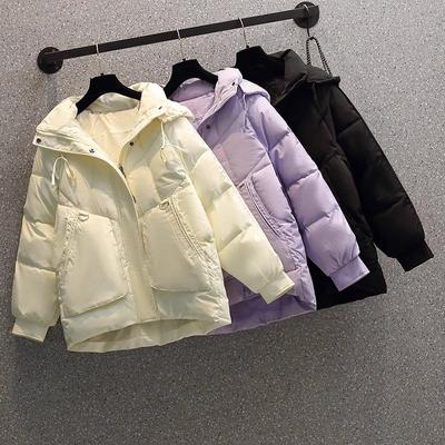 Down Cotton Padded Jacket Women Clothing 2024 Winter Loose Hooded Coats Parka Bread Top Fashion Thick Warm Cold Outerwear Female
