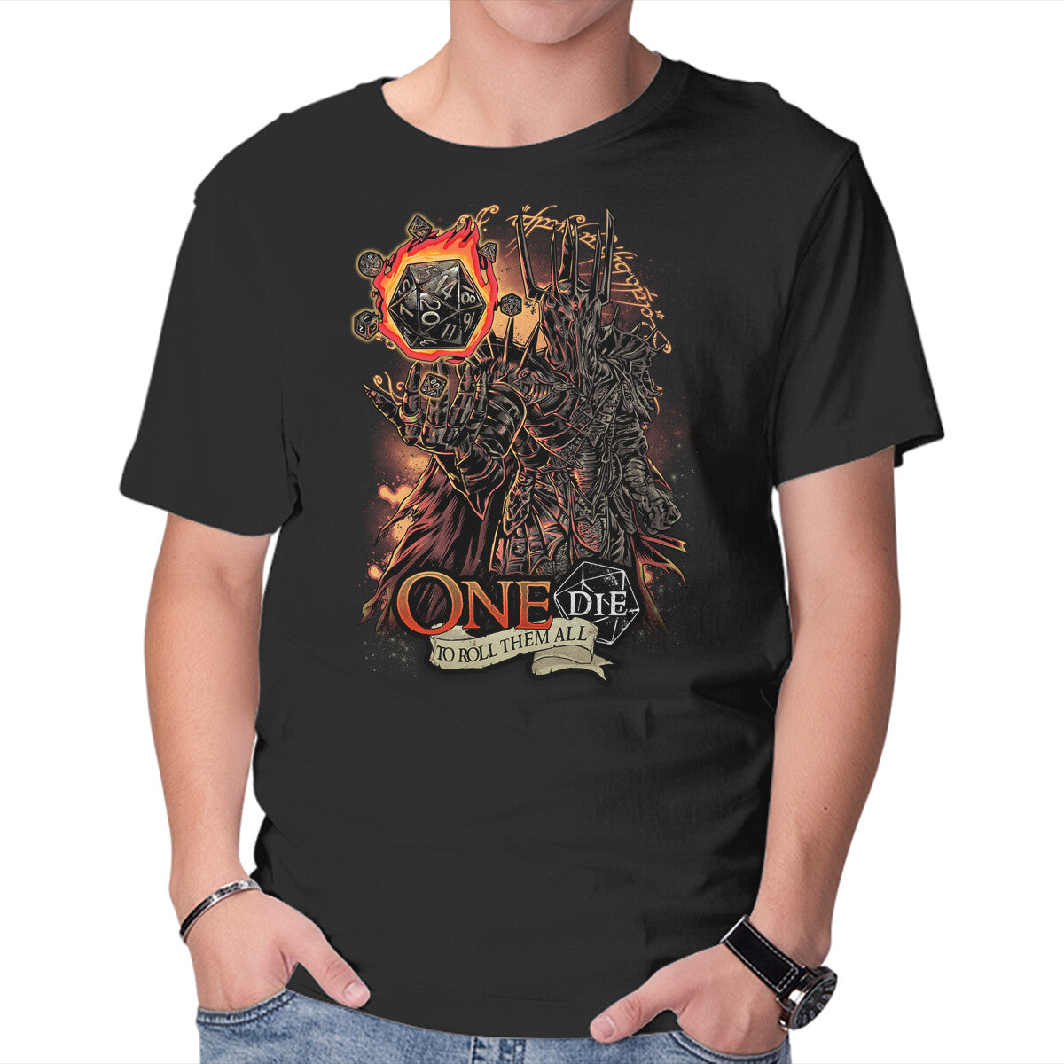 Unisex Crew Neck T-Shirt One Die To Roll Them All Graphic Short Sleeve Casual Tee XXXL