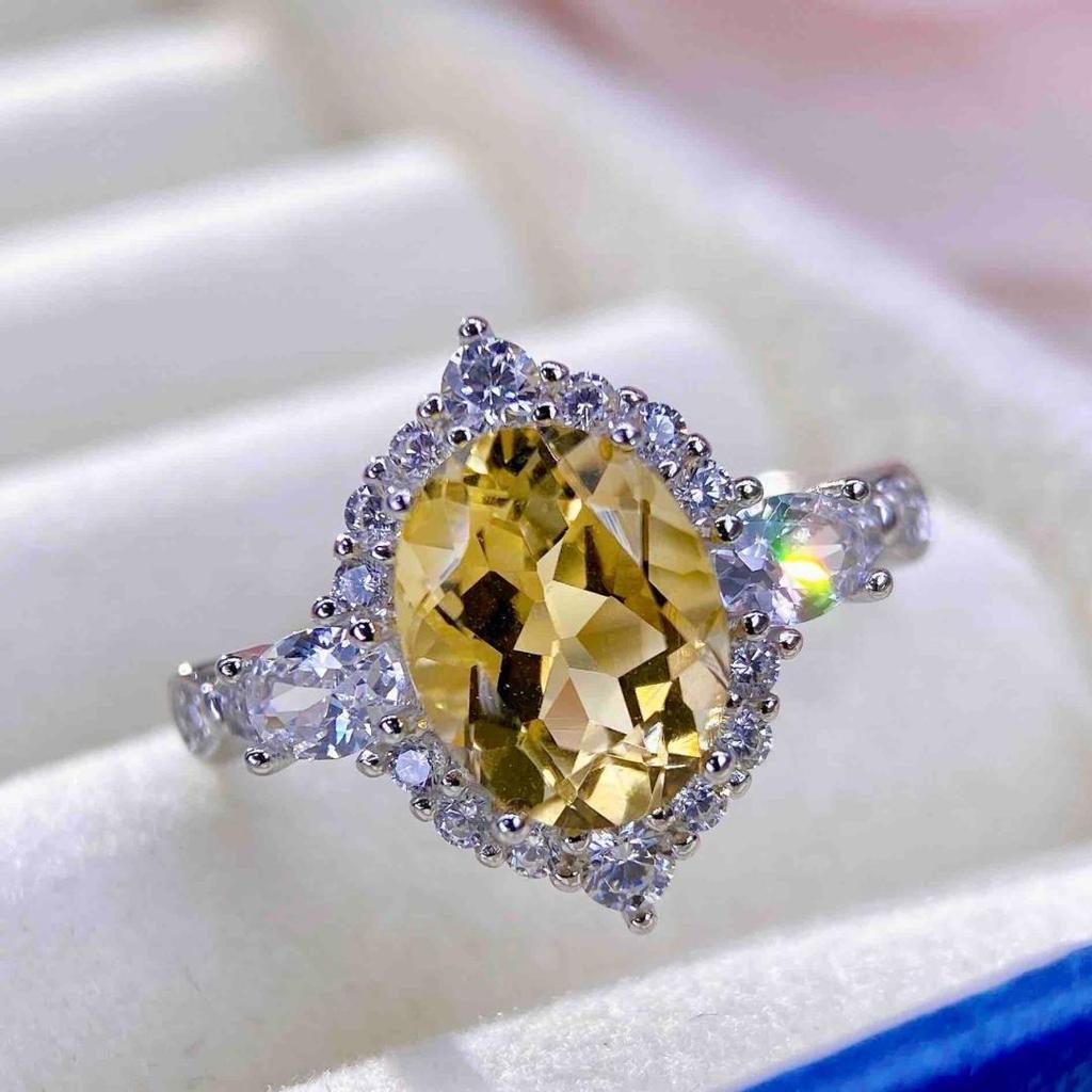 2025 Women's Fashion Yellow Crystal Ring with S925 Silver