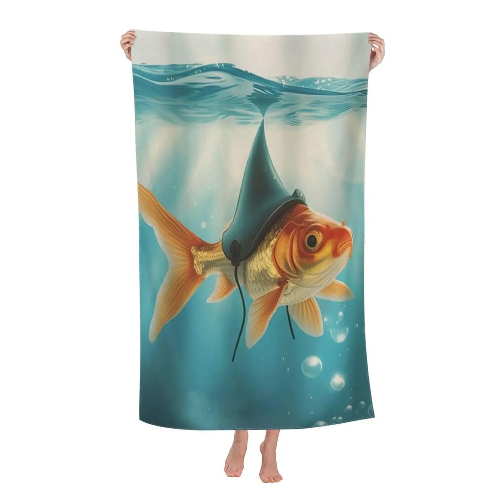 Vibrant Goldfish Bath Towel - Ocean Life Design, Soft Absorbent, Perfect for Summer Relaxation, Adds Color to Your Beach Days