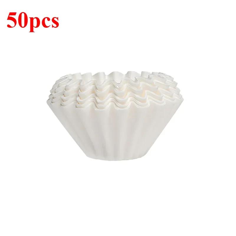50pcs 1-2Cups Basket Coffee Paper Filter Pour Over Filter Papers Fits B75 Coffee Dripper Basket Dripper Coffee Filter Paper