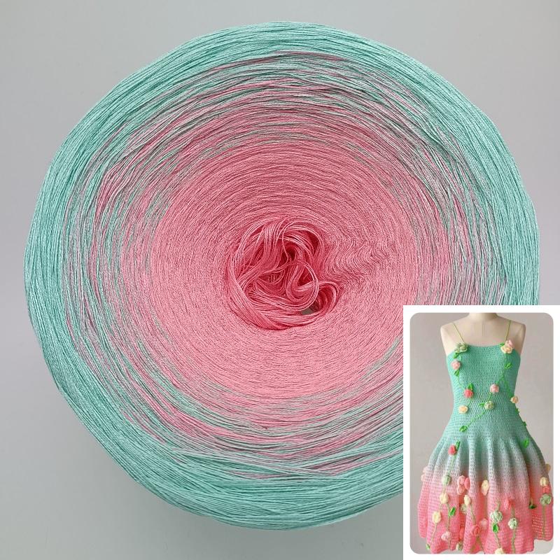 300g Mercerized Cotton Yarn Gradient Color Long Section Dyed Hand Wound Mixed Strand Cake Thread DIY Hand Knitted Shawl Scarf