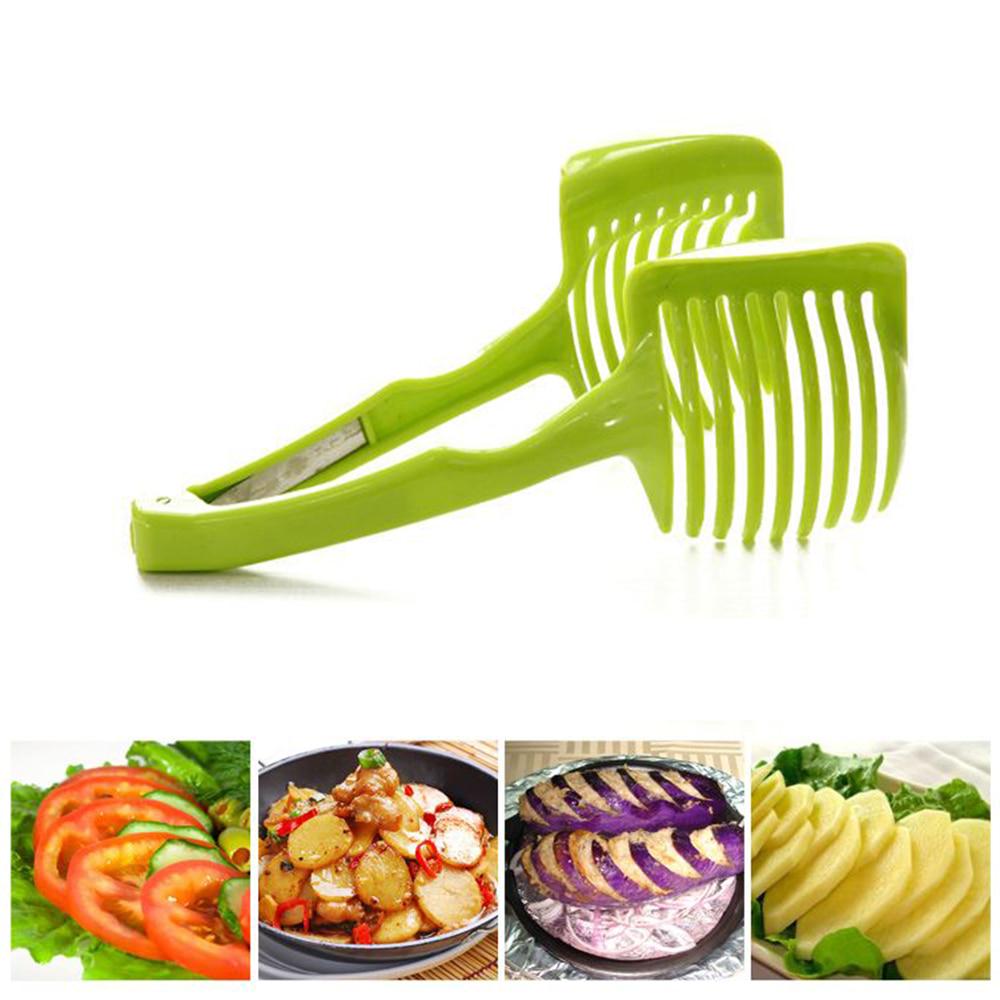 1 PC Plastic Potato Slicer Tomato Cutter Tool Shreadders Lemon Cutting Holder Cooking Tools