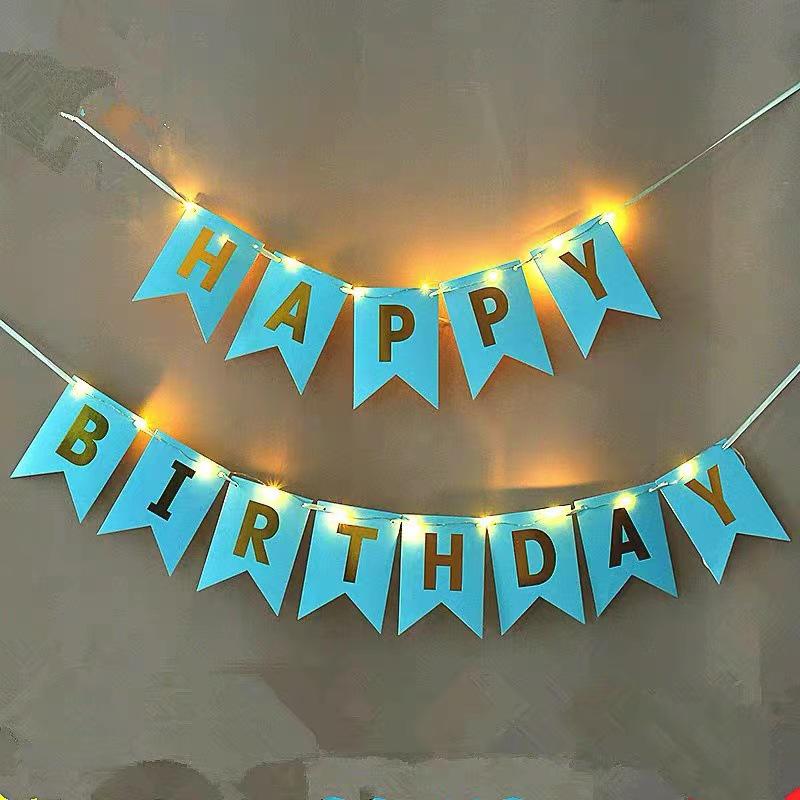 Happy Birthday Fishtail Flag Banner with Hot Stamping for Party Decoration