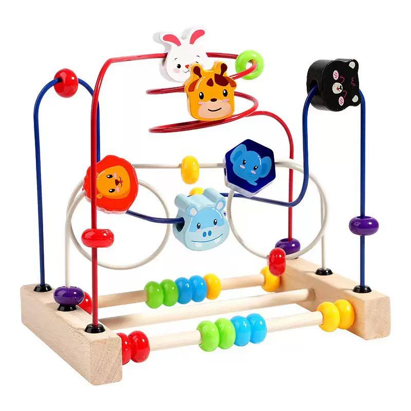 Wooden Stringing Beads for Toddlers 1-3: Animal & Fruit Blocks for Early Education & Hand-Eye Coordination