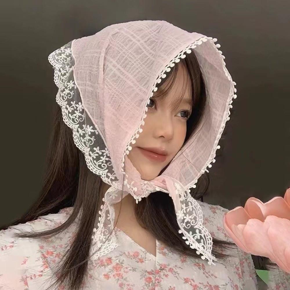 Colorful Lace Scarf Headband Flower French-style Hair Scarf Triangle Headscarf Daily Wear