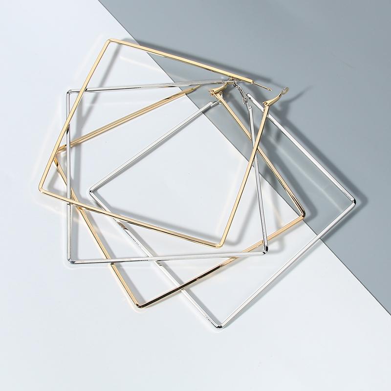 Trendy Oversize Geometrische Große Creolen Für Frauen Basketball Brincos Übertrieben Große Quadratische Ohrringe Punk Schmuck