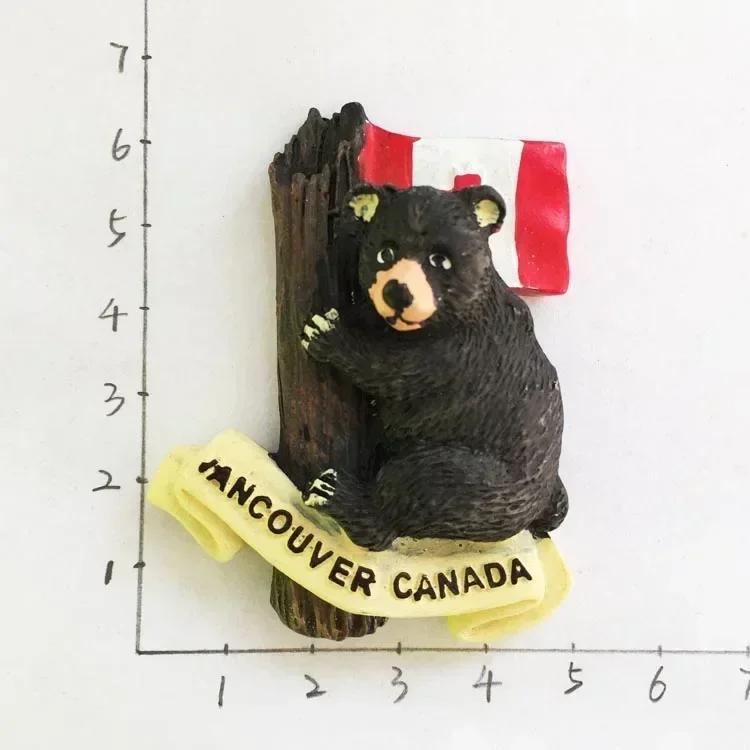 USA Alaska Bear Kawaii Fridge Magnets Tourism Souvenir British Canada Bear Refrigerator Magnetic Stickers Cute Magnet Decor Gift
