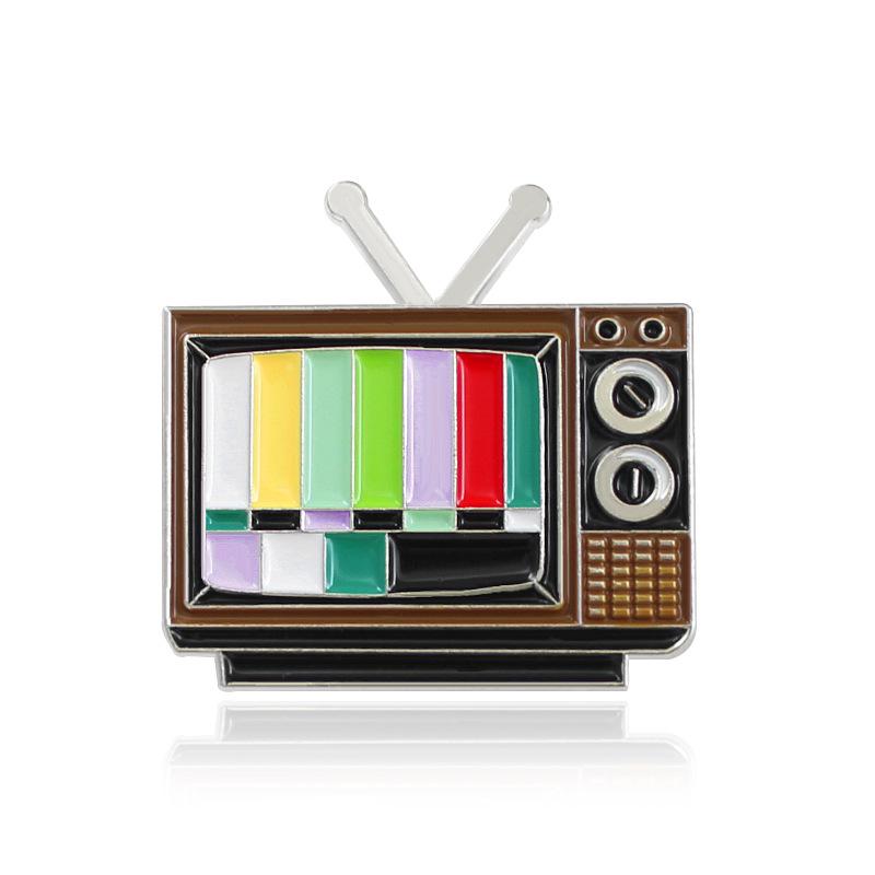 Retro TV No Signal Icon Brooch Badge