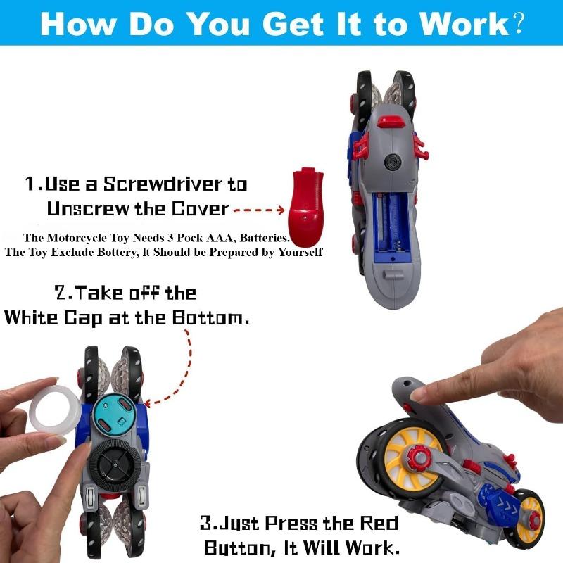 Deformation Motorcycle Toy Stunt Rotating Universal Car Toy with Light & Music for Kids Toddler Variant Music Motorcycle Toy