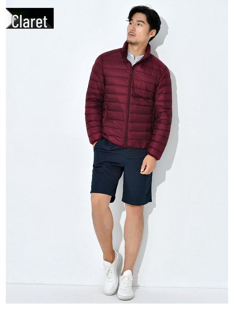 Men's Cross-Border Lightweight White Duck Down Jacket - Short, Casual Winter Outerwear, Plus Size Available.