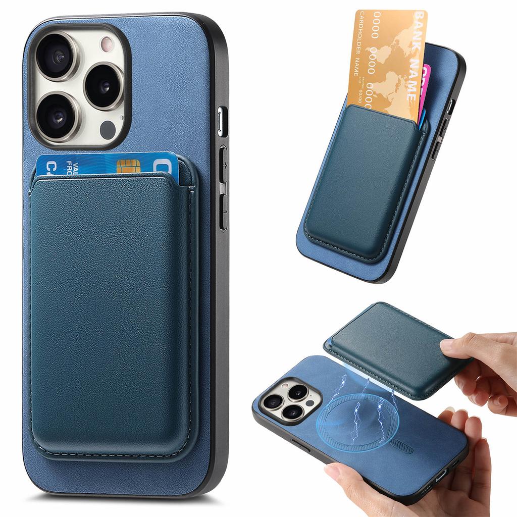 B2 For iPhone 16 Pro Case Detachable Magnetic Card Bag Leather+TPU Phone Cover