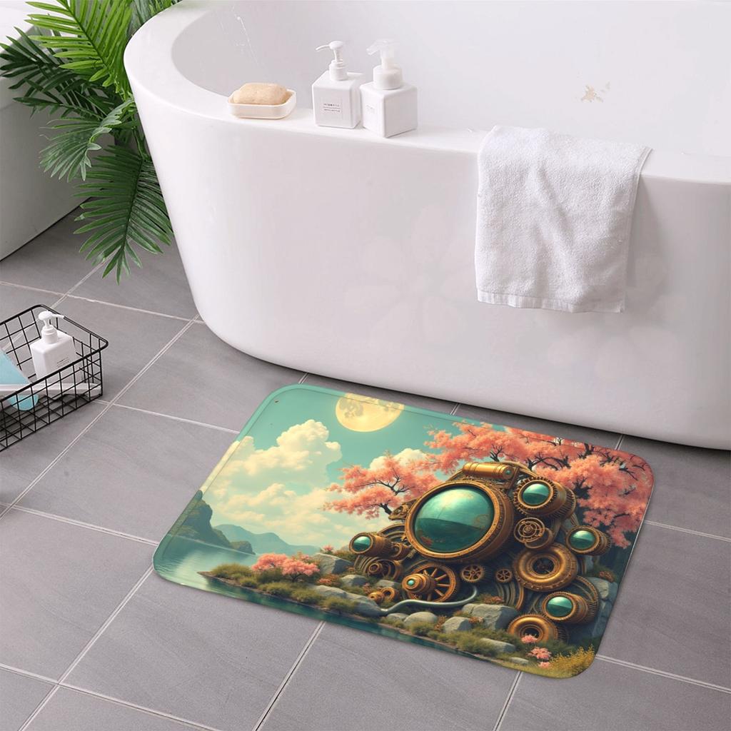 1PC Steampunk Fantasy Kitchen Rug Non-Slip Door Mat Pop Design Bathroom Rug Bath Mat Carpet for Home Sink Laundry Decor