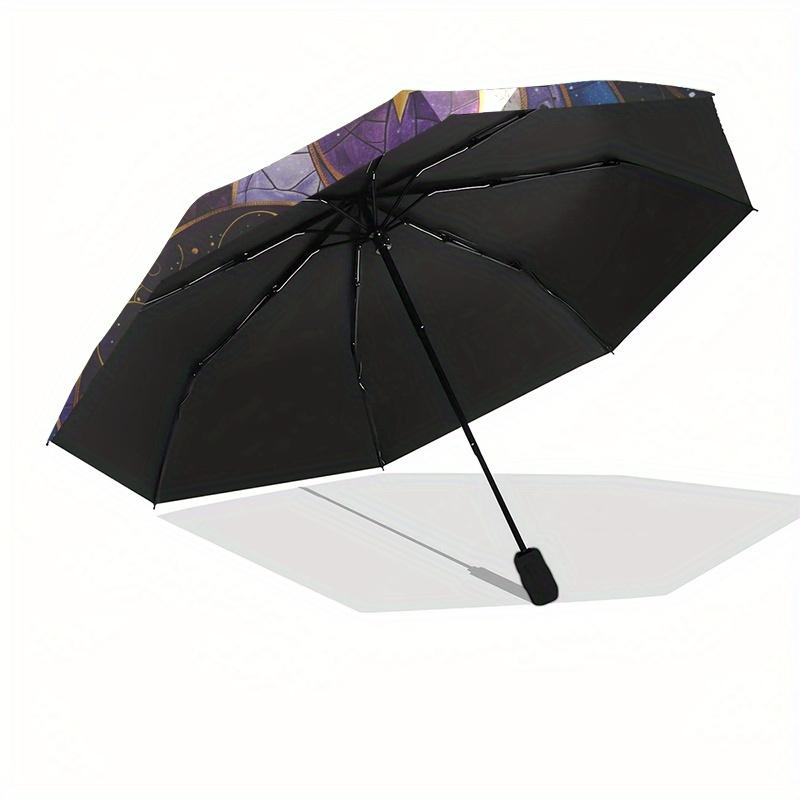 Galactic Harmony: Yin-Yang Stained Wall ArtUmbrella, Portable 3-Fold Compact Umbrella,Christmas Gift ES555