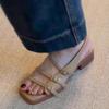 Fashion Sexy Women Heeled Sandals Designer Mid Heels Shoes Summer New Fad Square Toe Shallow Shoes 2025 Trend Elegant Chunky Lady Shoes