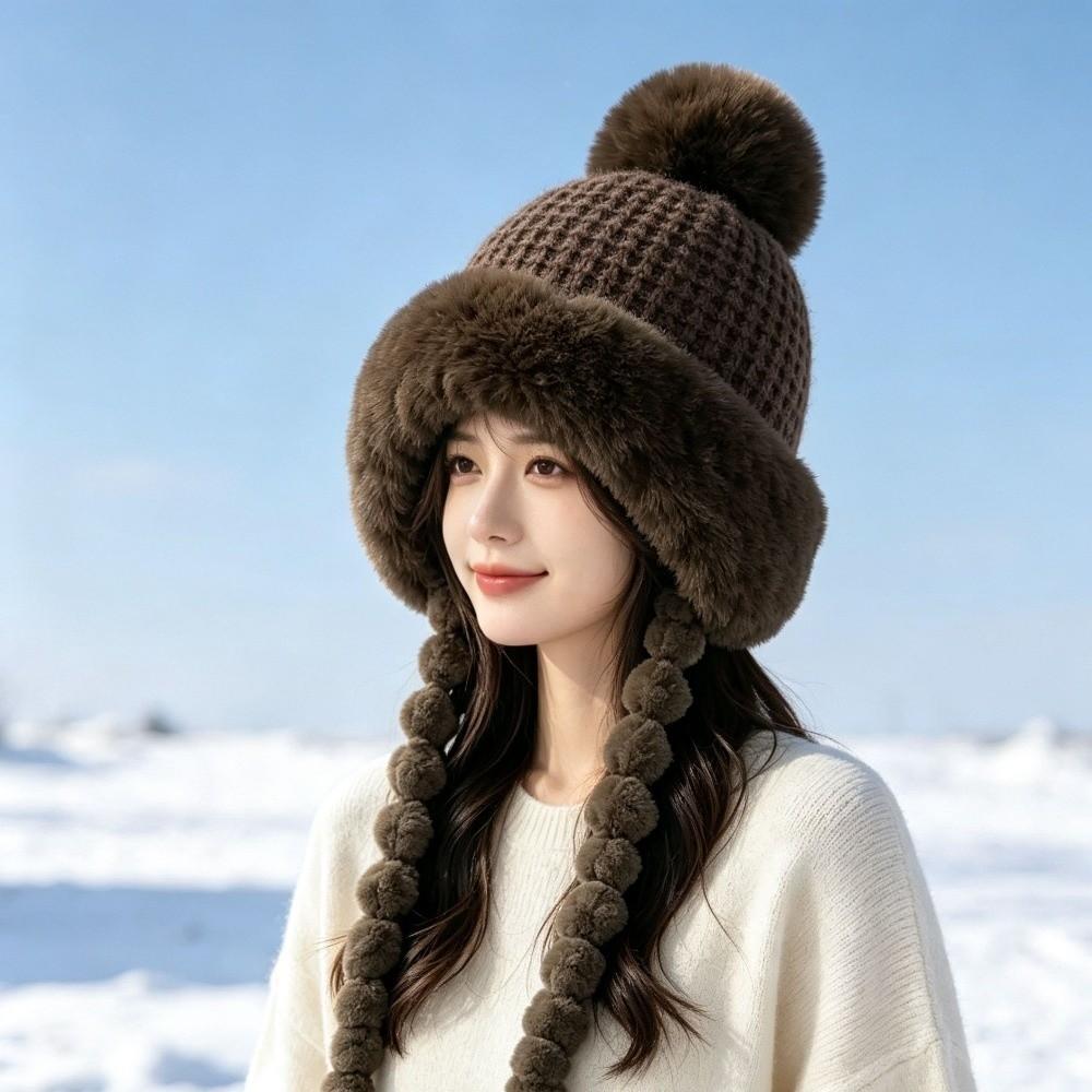 Thickened Beanie Cap with Straps Ear Protection Hat Fashion Knitted Hat  Winter