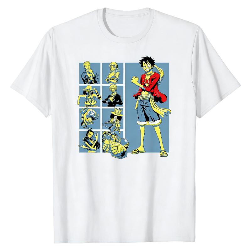 Straw Hat Pirates Full Crew One Piece TShirt Anime Group Graphic Print Crew Neck Soft Versatile Trendy Street Fashion Tops S