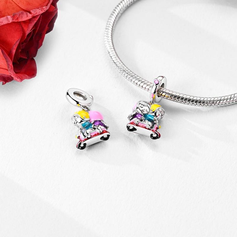 925 Silver Motorcycle Sports Car Bicycle Charms Pendents Fit Qikaola Original Bracelets Fine DIY Birthday Jewelry Gifts