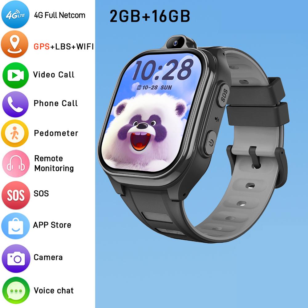

Детские умные часы 4G GPS WIFI Видеозвонок Загрузка приложения Детские умные часы Монитор Трекер Местоположение Телефон Часы Мальчики Девочки 2 ГБ+16 ГБ чёрный