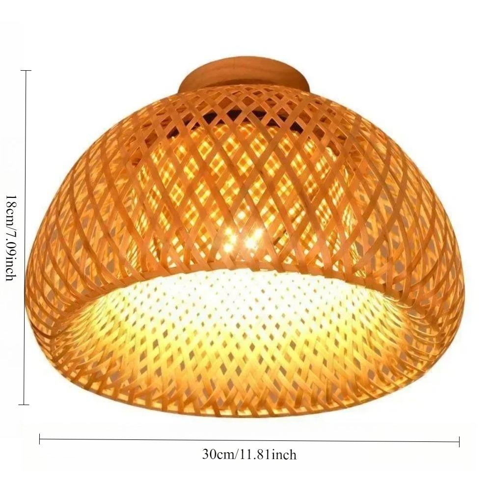 30CM E27 Handmade Boho Bamboo Wicker Ceiling Lamp Traditional Farmhouse Bedroom Restaurant Hallway Corridor Mount Ceiling Light