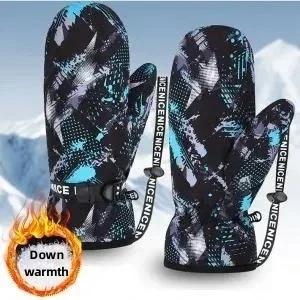 

Solid Print Patchwork White Duck Down Velvet Outdoor Riding Warm Ski Single Double Board Thickened Waterproof Windproof Glove L