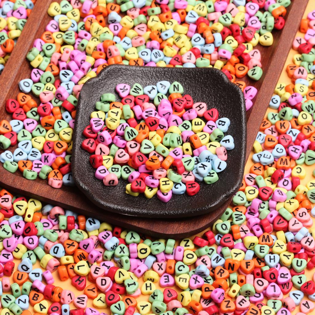 500g about 3100pcs Letter Fashion Jewellery Making Loose Beads Acrylic 4*7mm Heart DIY Accessories Earring Necklace Bracelet Keychain Pendant